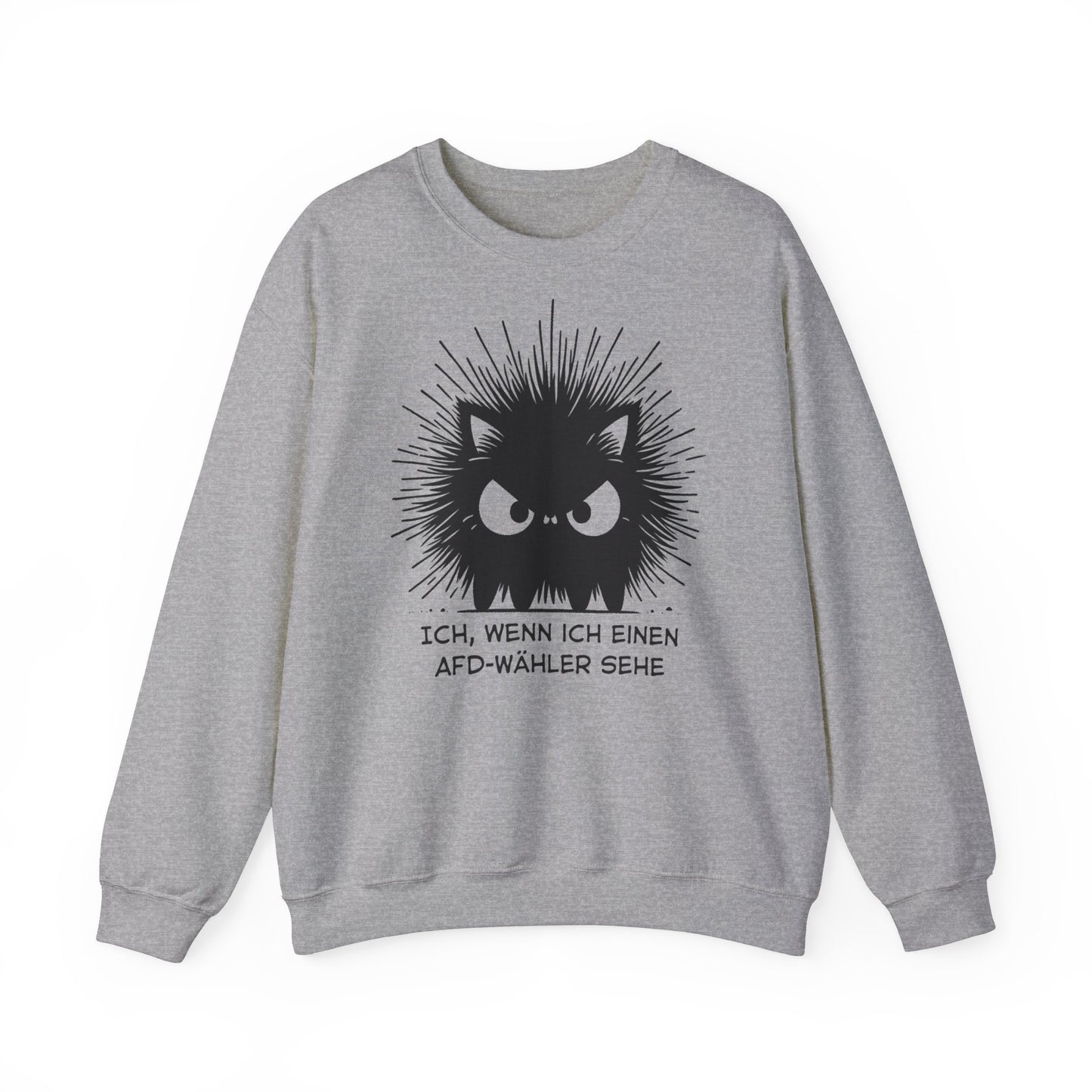 Unisex Sweatshirt wütende schwarze Katze "Ich, wenn ich einen AFD-Wähler sehe"